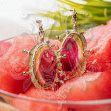 Audrius Krulis Watermelon Tourmaline Slice Earrings