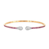 Pink Sapphire and Diamond Yellow Gold Bangle Bracelet