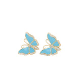Cicada Enamel Blue Butterfly Studs