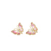 Cicada Plique Au Jour Pink Butterfly Studs