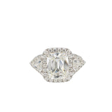 3-Stone Cushion Pave Halo Ring