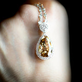 Fancy Brown Yellow Pear Diamond Necklace