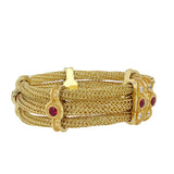 Kent Raible Triple Strand Ruby and Diamond Bracelet