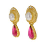 Kent Raible Rubellite and Mabe Pearl Earrings