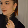 Kent Raible Rubellite and Mabe Pearl Earrings