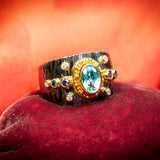 Zaffiro Etrusco Band with Blue Zircon and Sapphire