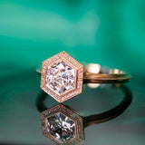 Erika Winters Agatha Halo Ring with Hexagonal Brilliant Diamond