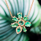 Lauren K Emerald & Diamond Flower Necklace