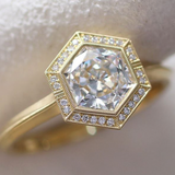 Erika Winters Agatha Halo Ring with Hexagonal Brilliant Diamond