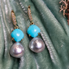 Lauren K Joyce Pearl & Turquoise Earrings