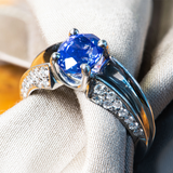 Jose Hess Blue Sapphire Platinum Ring