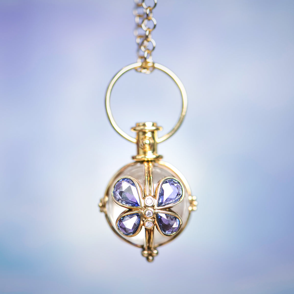 Temple St. Clair Rock Crystal Heart Pendant in 18K Yellow Gold