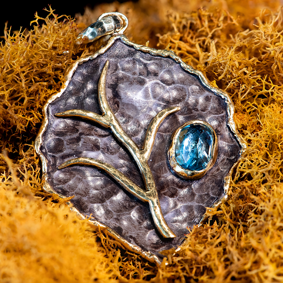 Victor Velyan Blue Zircon Leaf Pendant | Alchemy Jeweler