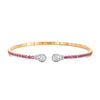 18k Rose Gold Pink Sapphire and Diamond Bangle Bracelet
