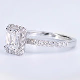Emerald Cut Diamond Solitaire Ring with Diamond Band at Alchemy Jeweler