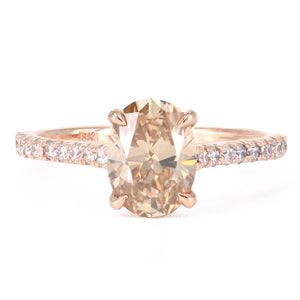 18k Rose Gold Fancy Colored Oval Diamond Solitaire Engagement Ring