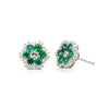 Emerald & Diamond Flower Stud Earrings